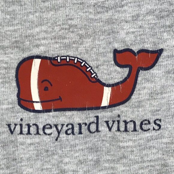 Vineyard Vines Crew Neck Football Tee Men's Medium Gray Long Sleeve 100% Cotton - Picture 4 of 15